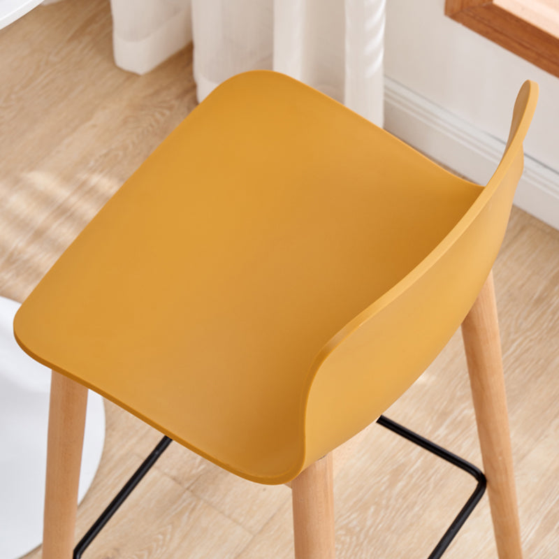 Modern Low Back Counter-height Stool with Solid Wood and Plastic