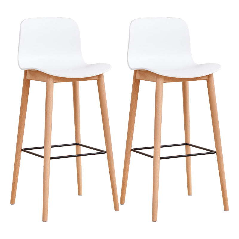 Modern Low Back Counter-height Stool with Solid Wood and Plastic