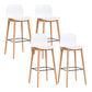 Modern Low Back Counter-height Stool with Solid Wood and Plastic
