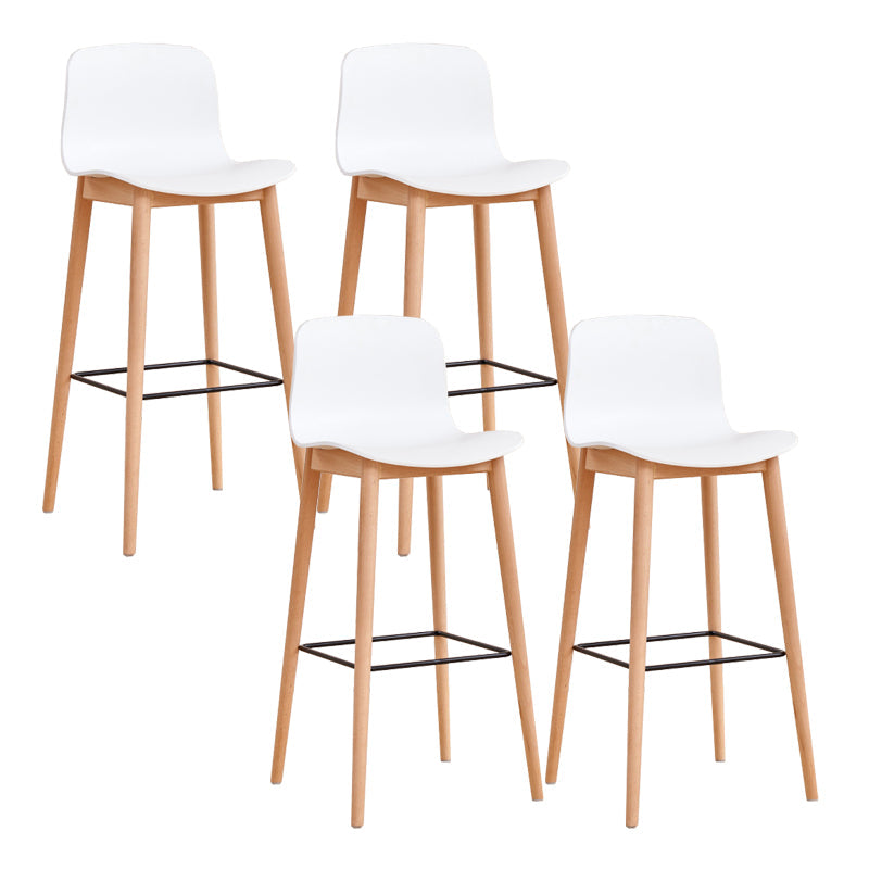 Modern Low Back Counter-height Stool with Solid Wood and Plastic