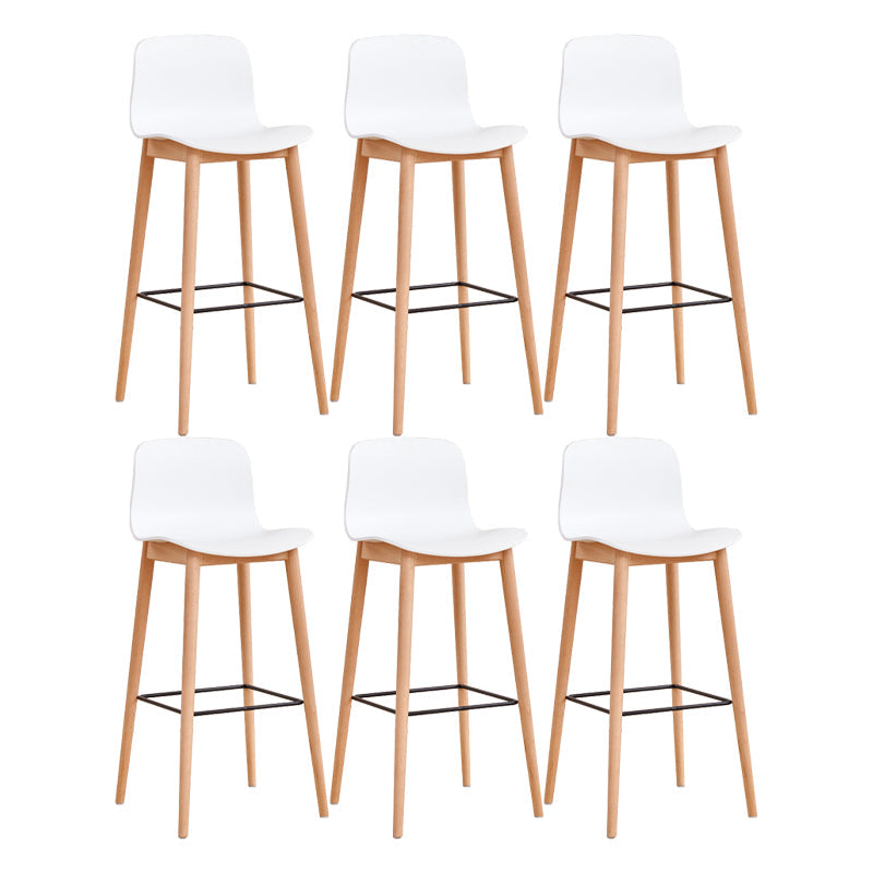 Modern Low Back Counter-height Stool with Solid Wood and Plastic