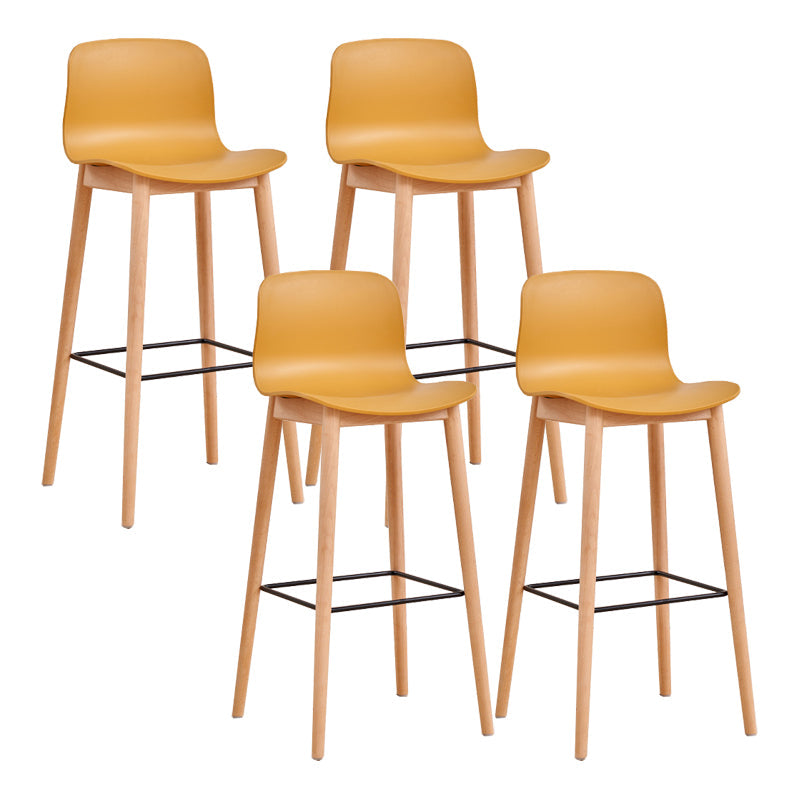 Modern Low Back Counter-height Stool with Solid Wood and Plastic