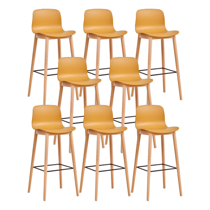 Modern Low Back Counter-height Stool with Solid Wood and Plastic
