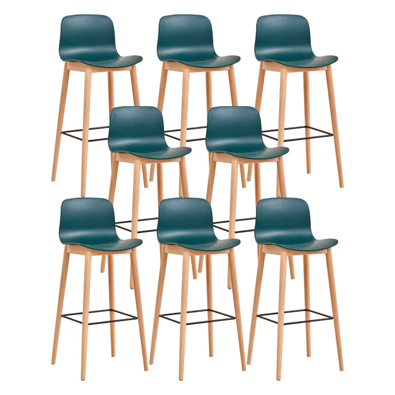 Modern Low Back Counter-height Stool with Solid Wood and Plastic