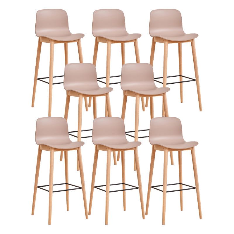 Modern Low Back Counter-height Stool with Solid Wood and Plastic