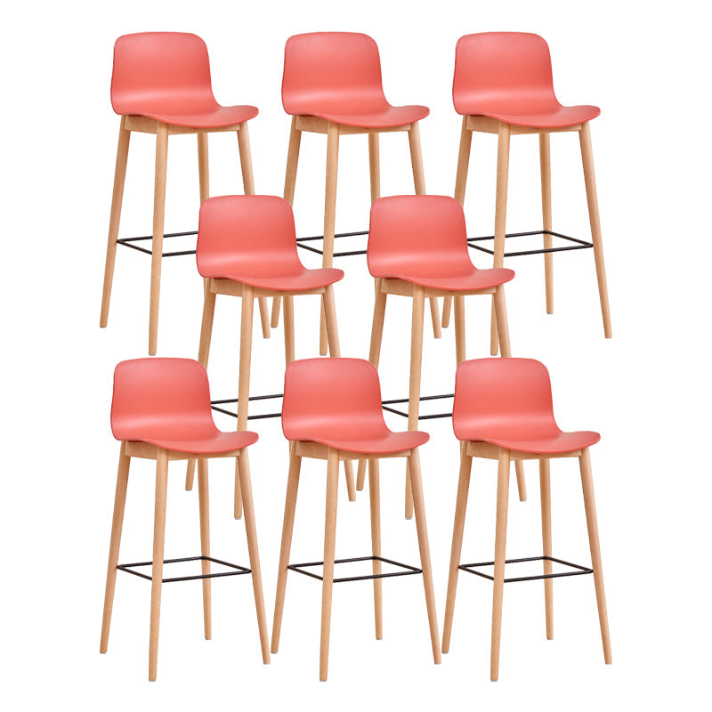 Modern Low Back Counter-height Stool with Solid Wood and Plastic