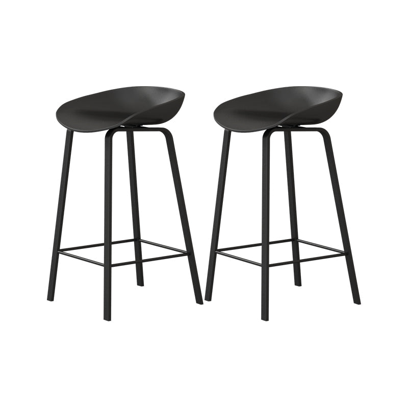 Contemporary Plastic Backrest Counter High Stool with 4 Legs Black 2 Piece Set Clearhalo 'Bar Furniture' 'Bar Stools' 'bar_stools' 'furn' 'furn_bar_stools' 'Furniture' 'Kitchen & Dining Furniture' 7673330