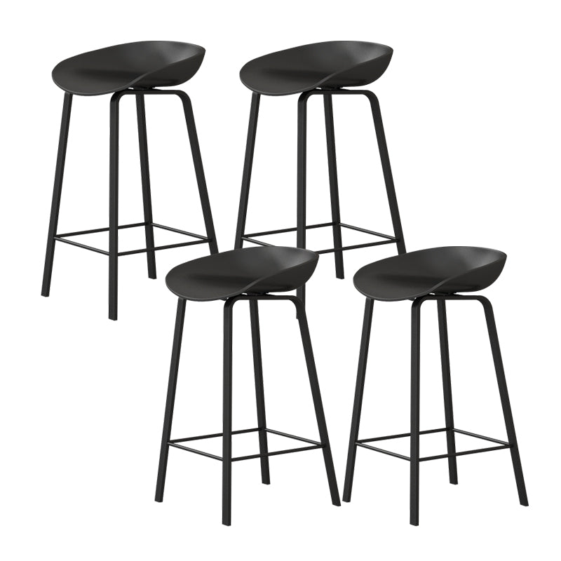 Contemporary Plastic Backrest Counter High Stool with 4 Legs Black 4 Piece Set Clearhalo 'Bar Furniture' 'Bar Stools' 'bar_stools' 'furn' 'furn_bar_stools' 'Furniture' 'Kitchen & Dining Furniture' 7673332