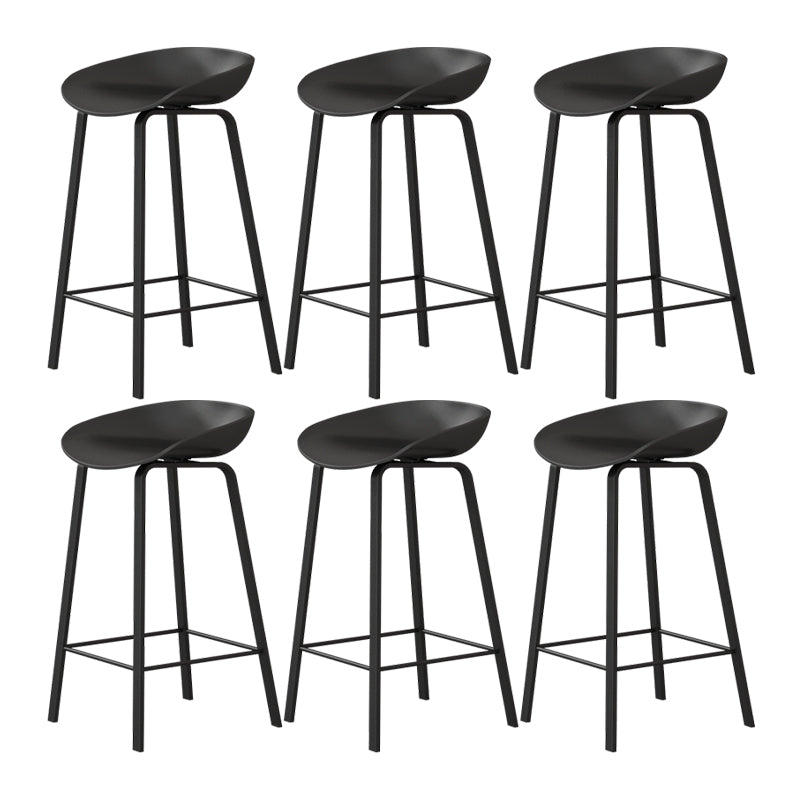 Contemporary Plastic Backrest Counter High Stool with 4 Legs Black 6 Piece Set Clearhalo 'Bar Furniture' 'Bar Stools' 'bar_stools' 'furn' 'furn_bar_stools' 'Furniture' 'Kitchen & Dining Furniture' 7673335