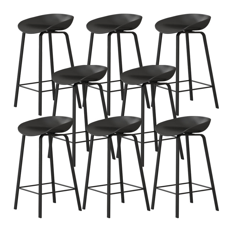 Contemporary Plastic Backrest Counter High Stool with 4 Legs Black 8 Piece Set Clearhalo 'Bar Furniture' 'Bar Stools' 'bar_stools' 'furn' 'furn_bar_stools' 'Furniture' 'Kitchen & Dining Furniture' 7673337