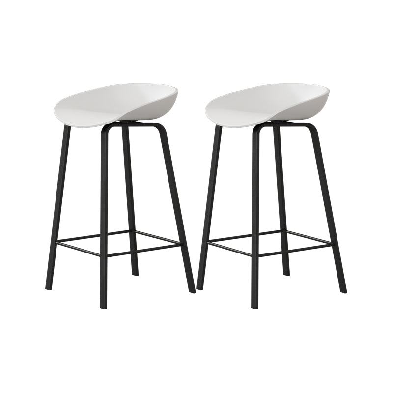 Contemporary Plastic Backrest Counter High Stool with 4 Legs White 2 Piece Set Clearhalo 'Bar Furniture' 'Bar Stools' 'bar_stools' 'furn' 'furn_bar_stools' 'Furniture' 'Kitchen & Dining Furniture' 7673340