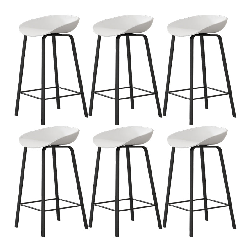 Contemporary Plastic Backrest Counter High Stool with 4 Legs White 6 Piece Set Clearhalo 'Bar Furniture' 'Bar Stools' 'bar_stools' 'furn' 'furn_bar_stools' 'Furniture' 'Kitchen & Dining Furniture' 7673345