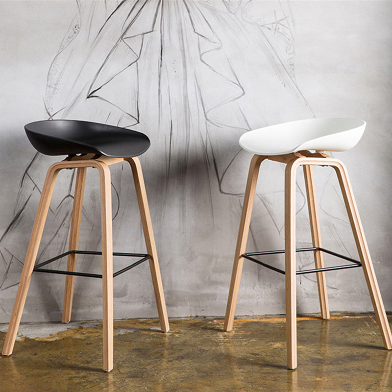 Salon contemporain Jois de bois tabouret de bar arrière basse avec repose-pied