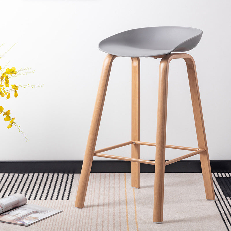 Salon contemporain Jois de bois tabouret de bar arrière basse avec repose-pied