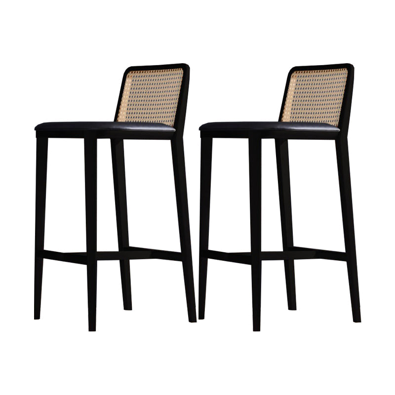 Solid Wood Counter Height Stools with Footrest for Living Room Black 2 Piece Set Clearhalo 'Bar Furniture' 'Bar Stools' 'bar_stools' 'furn' 'furn_bar_stools' 'Furniture' 'Kitchen & Dining Furniture' 7673453