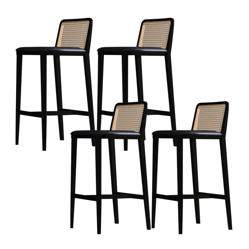 Solid Wood Counter Height Stools with Footrest for Living Room Black 4 Piece Set Clearhalo 'Bar Furniture' 'Bar Stools' 'bar_stools' 'furn' 'furn_bar_stools' 'Furniture' 'Kitchen & Dining Furniture' 7673454