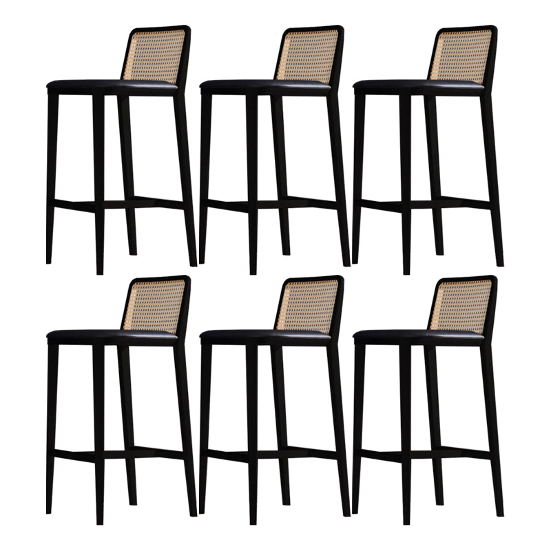 Solid Wood Counter Height Stools with Footrest for Living Room Black 6 Piece Set Clearhalo 'Bar Furniture' 'Bar Stools' 'bar_stools' 'furn' 'furn_bar_stools' 'Furniture' 'Kitchen & Dining Furniture' 7673456