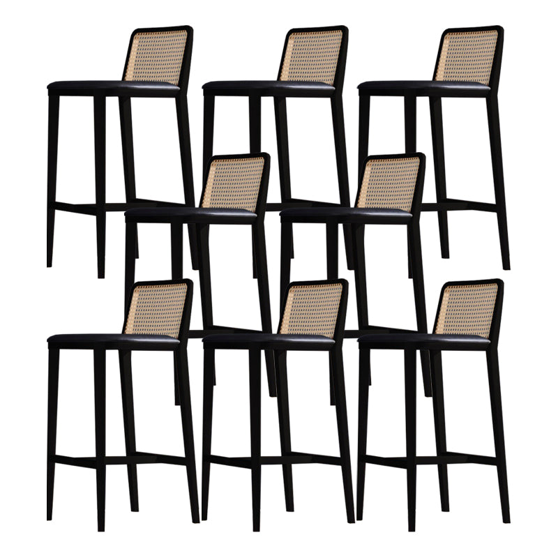 Solid Wood Counter Height Stools with Footrest for Living Room Black 8 Piece Set Clearhalo 'Bar Furniture' 'Bar Stools' 'bar_stools' 'furn' 'furn_bar_stools' 'Furniture' 'Kitchen & Dining Furniture' 7673459
