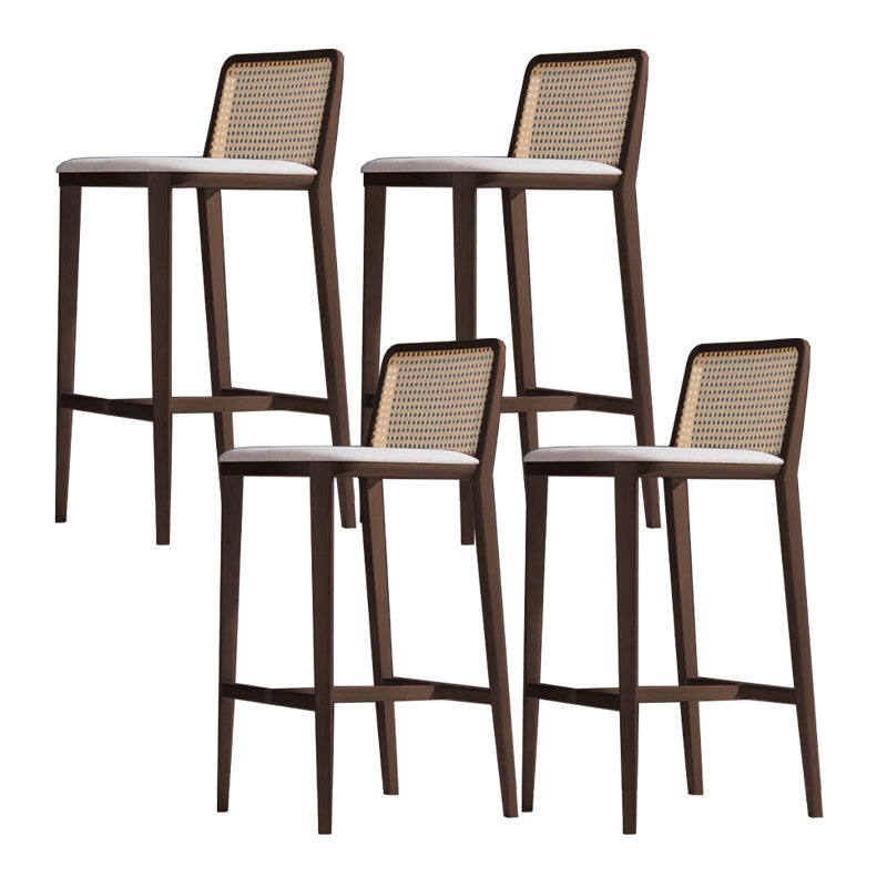 Solid Wood Counter Height Stools with Footrest for Living Room Brown 4 Piece Set Clearhalo 'Bar Furniture' 'Bar Stools' 'bar_stools' 'furn' 'furn_bar_stools' 'Furniture' 'Kitchen & Dining Furniture' 7673462