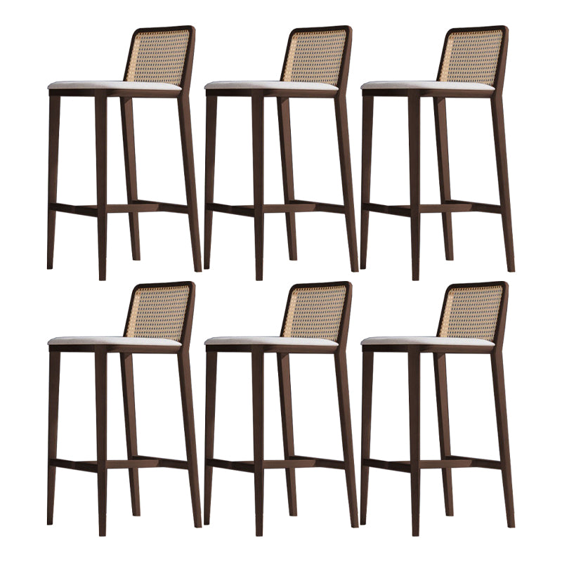 Solid Wood Counter Height Stools with Footrest for Living Room Brown 6 Piece Set Clearhalo 'Bar Furniture' 'Bar Stools' 'bar_stools' 'furn' 'furn_bar_stools' 'Furniture' 'Kitchen & Dining Furniture' 7673464
