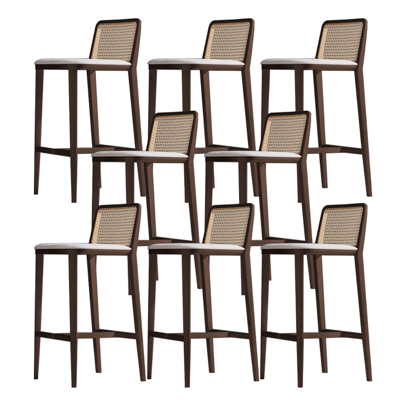 Solid Wood Counter Height Stools with Footrest for Living Room Brown 8 Piece Set Clearhalo 'Bar Furniture' 'Bar Stools' 'bar_stools' 'furn' 'furn_bar_stools' 'Furniture' 'Kitchen & Dining Furniture' 7673466