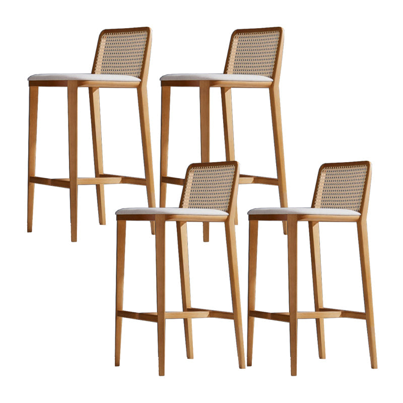 Solid Wood Counter Height Stools with Footrest for Living Room Wood 4 Piece Set Clearhalo 'Bar Furniture' 'Bar Stools' 'bar_stools' 'furn' 'furn_bar_stools' 'Furniture' 'Kitchen & Dining Furniture' 7673470