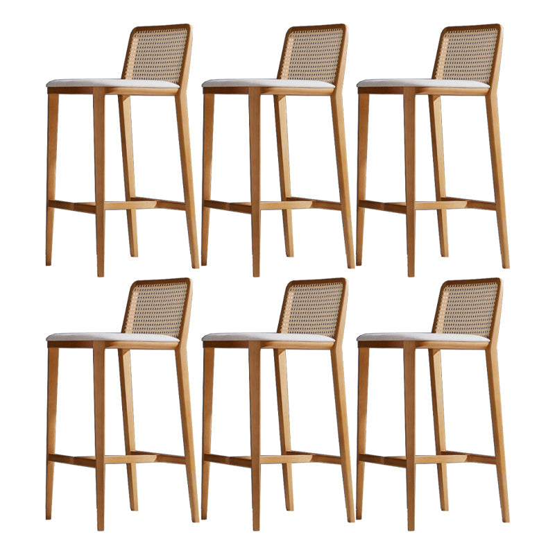 Solid Wood Counter Height Stools with Footrest for Living Room Wood 6 Piece Set Clearhalo 'Bar Furniture' 'Bar Stools' 'bar_stools' 'furn' 'furn_bar_stools' 'Furniture' 'Kitchen & Dining Furniture' 7673472