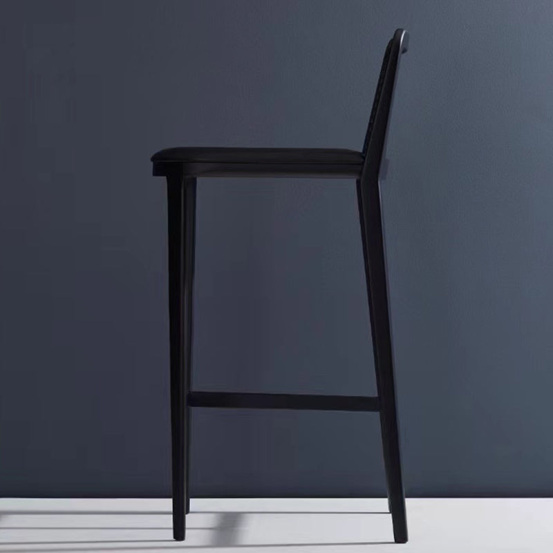 Modern Low Back Solid Wood Counter Height Stools with Footrest