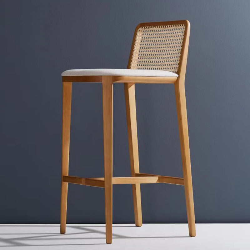 Modern Low Back Solid Wood Counter Height Stools with Footrest