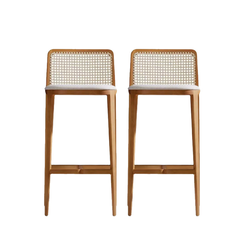 Modern Low Back Solid Wood Counter Height Stools with Footrest