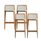 Modern Low Back Solid Wood Counter Height Stools with Footrest