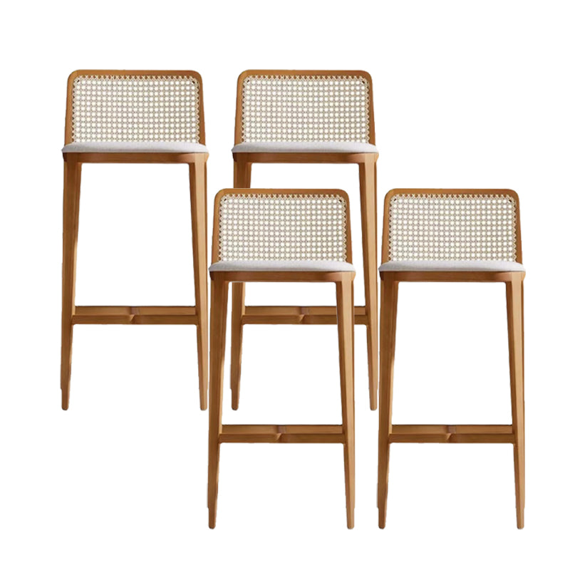 Modern Low Back Solid Wood Counter Height Stools with Footrest