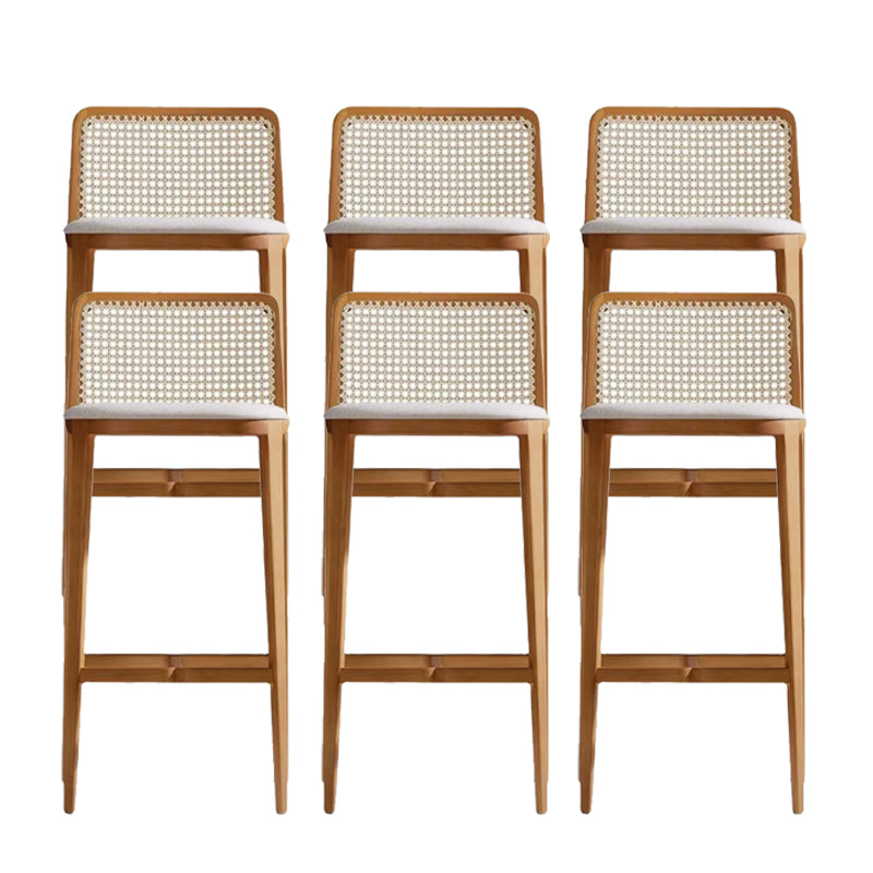 Modern Low Back Solid Wood Counter Height Stools with Footrest