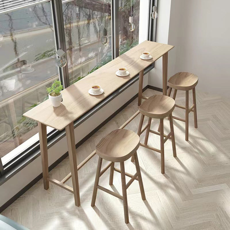 1/4 pièces Table de pub en bois massif rectangle moderne avec tabourets hauts