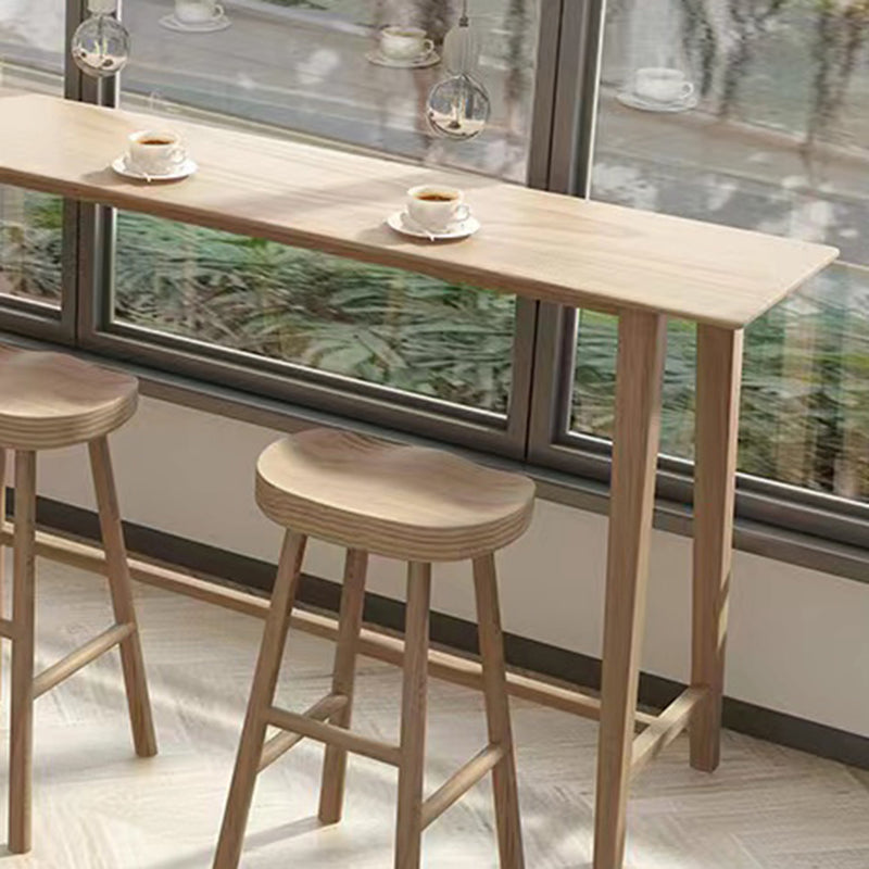 1/4 pièces Table de pub en bois massif rectangle moderne avec tabourets hauts