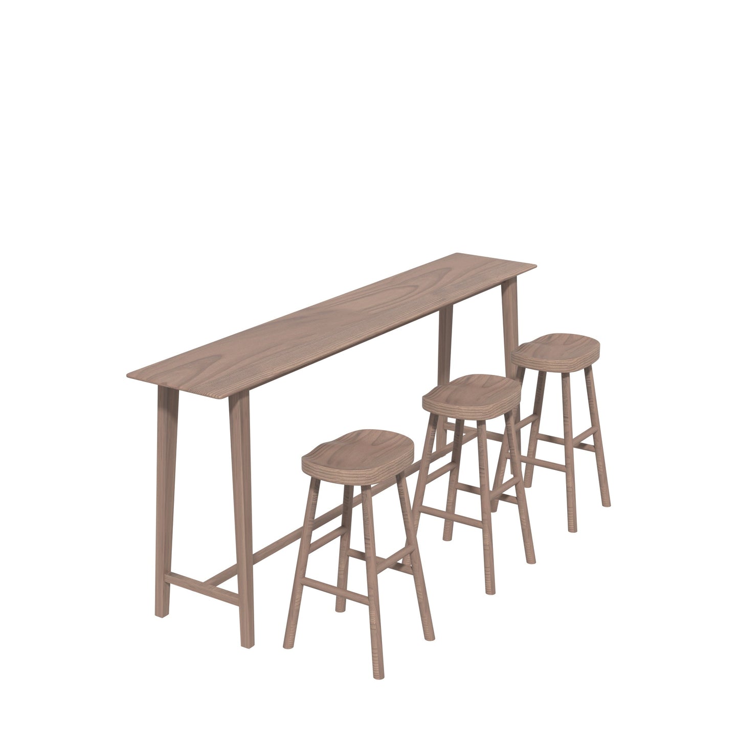 1/4 pièces Table de pub en bois massif rectangle moderne avec tabourets hauts