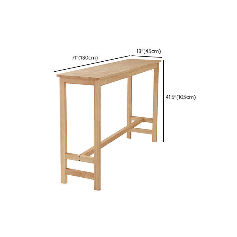 Modern Rubberwood Trestle Base Rectangle Bar Table for Kitchen Dining Room