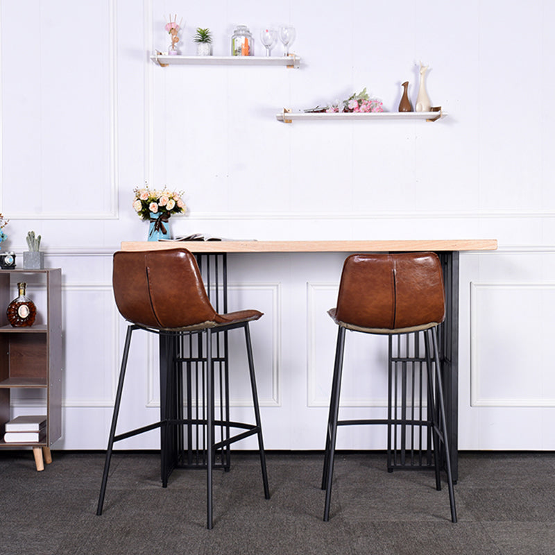 Natural Finish Pine Wood Top Bistro Table with Metal Double Pedestal Clearhalo 'Bar Furniture' 'Bar Tables' 'bar_tables' 'furn' 'furn_bar_tables' 'Furniture' 'Kitchen & Dining Furniture' 7673751