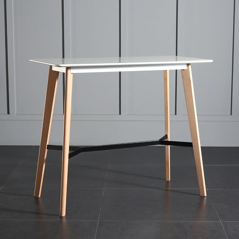 Modern Indoor Rectangle Trestle Bar Dining Table in Stone and Wood White Without Chairs Clearhalo 'Bar Furniture' 'Bar Tables' 'bar_tables' 'furn' 'furn_bar_tables' 'Furniture' 'Kitchen & Dining Furniture' 7673763