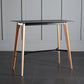Modern Indoor Rectangle Trestle Bar Dining Table in Stone and Wood Black Without Chairs Clearhalo 'Bar Furniture' 'Bar Tables' 'bar_tables' 'furn' 'furn_bar_tables' 'Furniture' 'Kitchen & Dining Furniture' 7673764