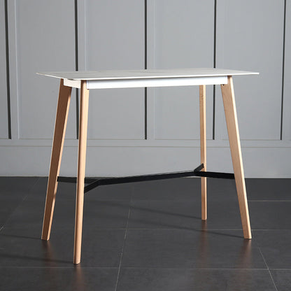 Modern Indoor Rectangle Trestle Bar Dining Table in Stone and Wood Grey White Without Chairs Clearhalo 'Bar Furniture' 'Bar Tables' 'bar_tables' 'furn' 'furn_bar_tables' 'Furniture' 'Kitchen & Dining Furniture' 7673766