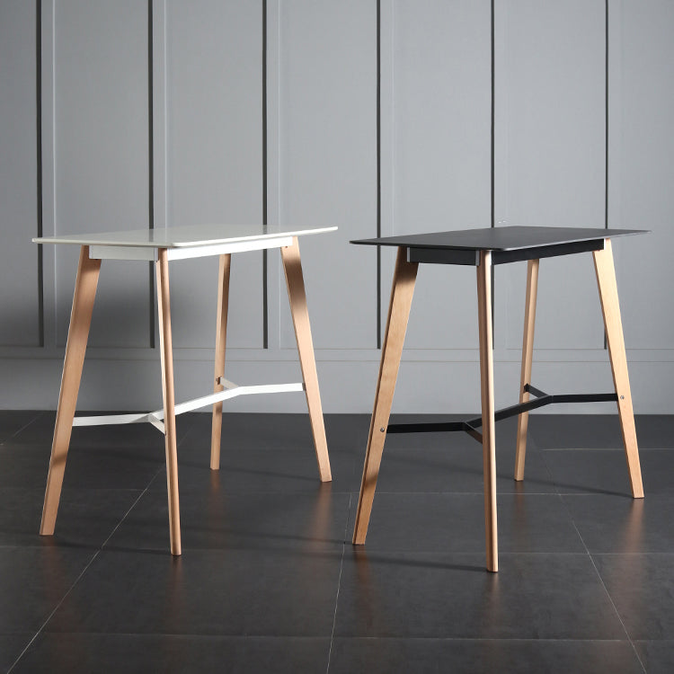 Modern Indoor Rectangle Trestle Bar Dining Table in Stone and Wood Clearhalo 'Bar Furniture' 'Bar Tables' 'bar_tables' 'furn' 'furn_bar_tables' 'Furniture' 'Kitchen & Dining Furniture' 7673774