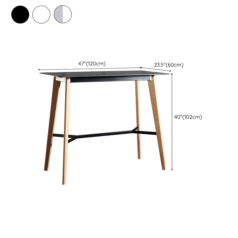 Modern Indoor Rectangle Trestle Bar Dining Table in Stone and Wood Clearhalo 'Bar Furniture' 'Bar Tables' 'bar_tables' 'furn' 'furn_bar_tables' 'Furniture' 'Kitchen & Dining Furniture' 7673775