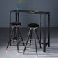 Contemporary Indoor Rectangle Trestle Bar Dining Table with Metal Legs