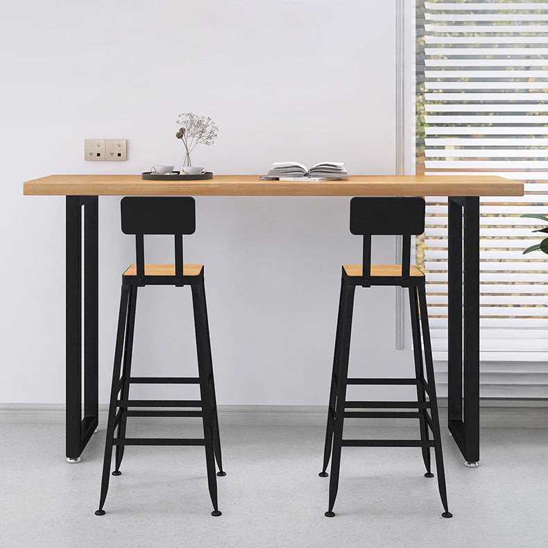 Rechteckiger Bartisch mit Kufengestell aus massivem Holz für die Küche und das Esszimmer