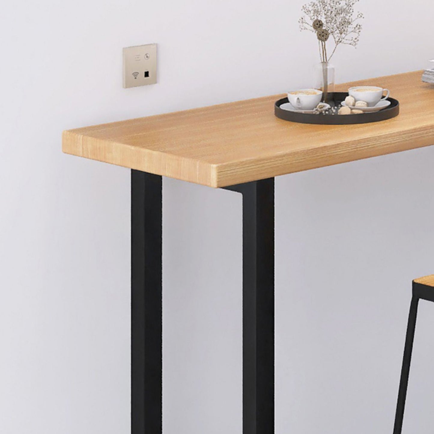 Rechteckiger Bartisch mit Kufengestell aus massivem Holz für die Küche und das Esszimmer