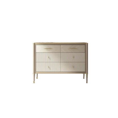 Glam Style Brown Solid Wood Buffet Table 6 Drawer Buffet Sideboard 47"L x 16"W x 33"H Clearhalo 'buffet_sideboard' 'Buffets & Sideboards' 'furn' 'furn_buffet_sideboard' 'Furniture' 'Kitchen & Dining Furniture' 7673975