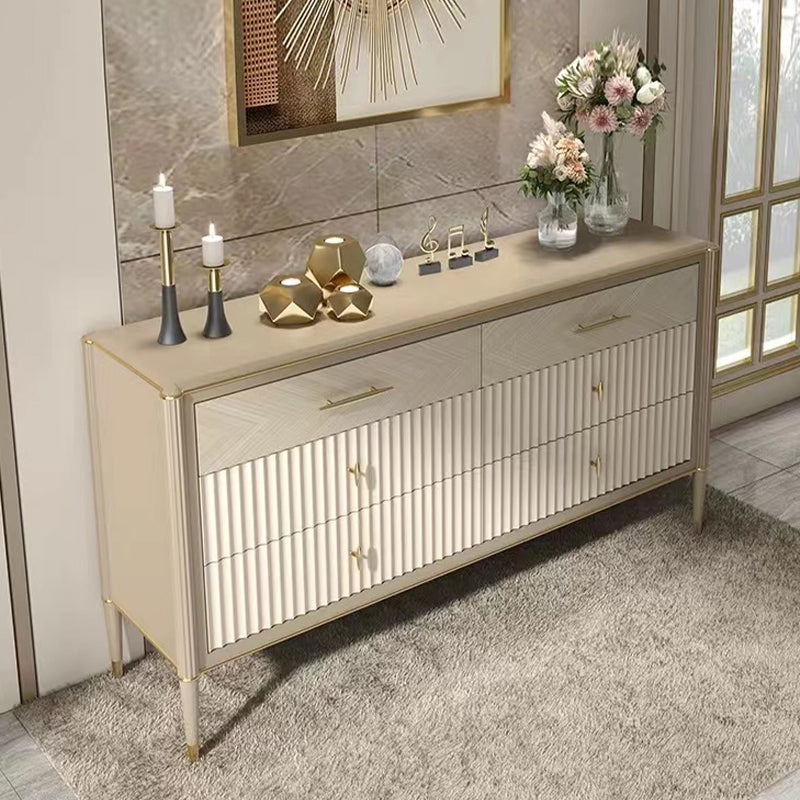 Glam Style Brown Solid Wood Buffet Table 6 Drawer Buffet Sideboard Clearhalo 'buffet_sideboard' 'Buffets & Sideboards' 'furn' 'furn_buffet_sideboard' 'Furniture' 'Kitchen & Dining Furniture' 7673979