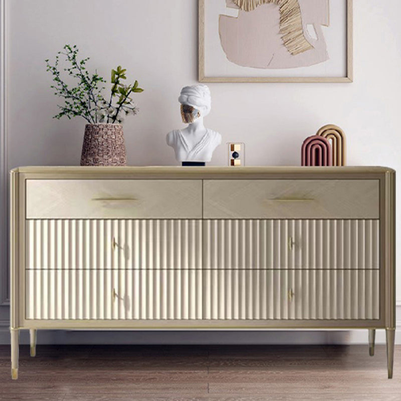 Glam Style Brown Solid Wood Buffet Table 6 Drawer Buffet Sideboard Clearhalo 'buffet_sideboard' 'Buffets & Sideboards' 'furn' 'furn_buffet_sideboard' 'Furniture' 'Kitchen & Dining Furniture' 7673980