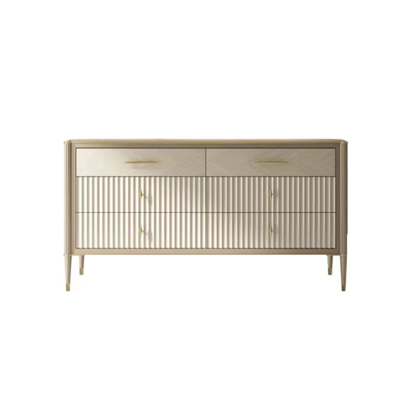 Glam Style Brown Solid Wood Buffet Table 6 Drawer Buffet Sideboard Clearhalo 'buffet_sideboard' 'Buffets & Sideboards' 'furn' 'furn_buffet_sideboard' 'Furniture' 'Kitchen & Dining Furniture' 7673981